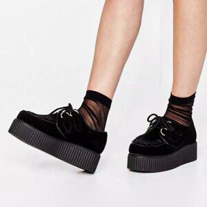 Nasty Gal Black Faux Suede Chunky Platform Creeper Shoes